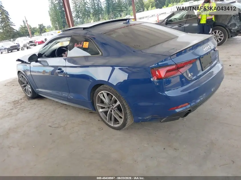 2019 Audi A5 45 Premium VIN: WAUTNAF53KA043412 Lot: 45438987