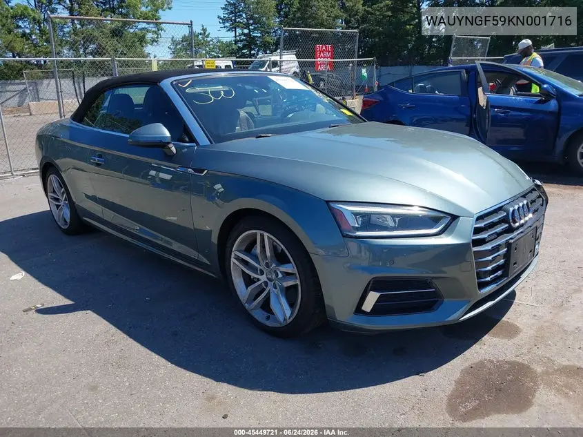 2019 Audi A5 45 Premium VIN: WAUYNGF59KN001716 Lot: 45449721