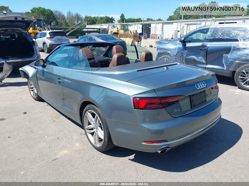 2019 Audi A5 45 Premium VIN: WAUYNGF59KN001716 Lot: 45449721