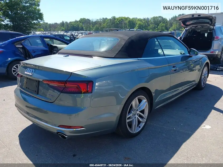 2019 Audi A5 45 Premium VIN: WAUYNGF59KN001716 Lot: 45449721
