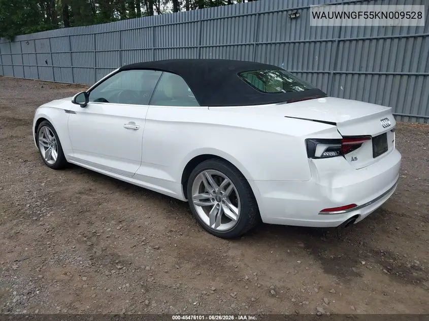 2019 Audi A5 45 Premium VIN: WAUWNGF55KN009528 Lot: 45476101