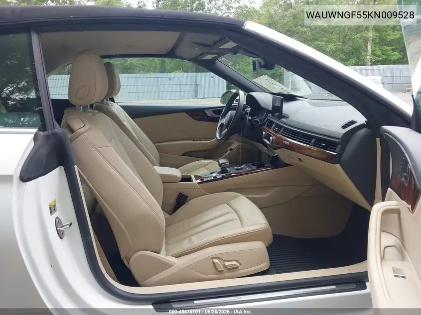 2019 Audi A5 45 Premium VIN: WAUWNGF55KN009528 Lot: 45476101