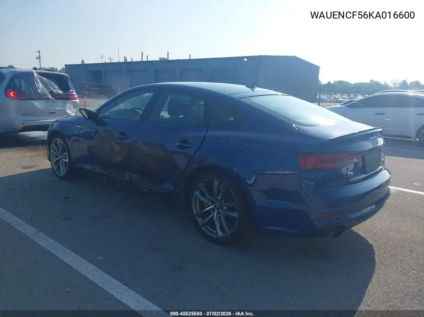 2019 Audi A5 45 Premium VIN: WAUENCF56KA016600 Lot: 45525550