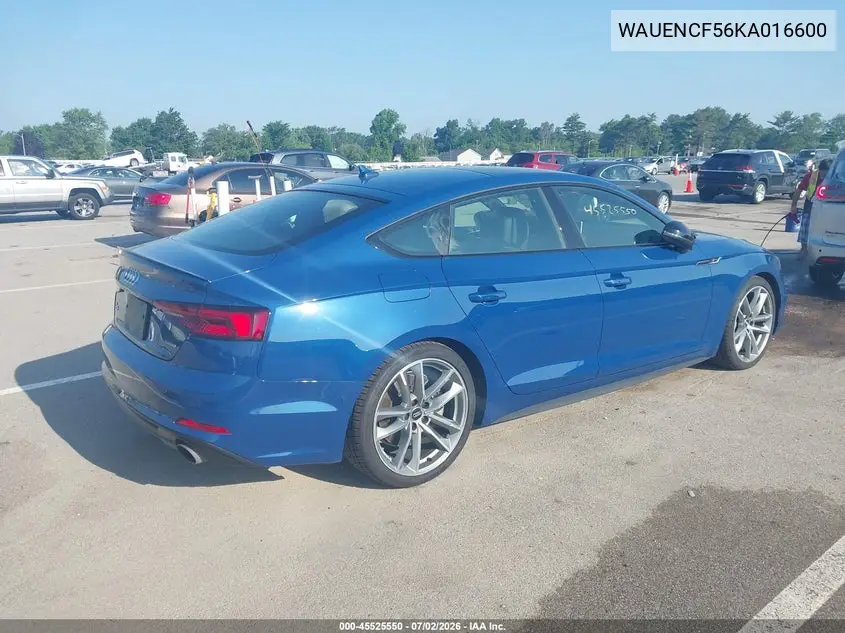 2019 Audi A5 45 Premium VIN: WAUENCF56KA016600 Lot: 45525550