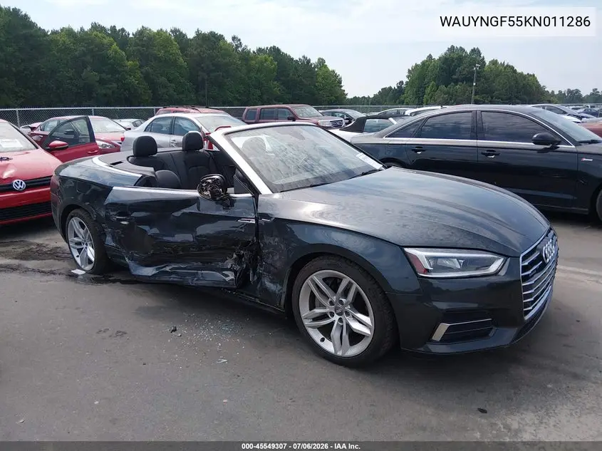 2019 Audi A5 45 Premium VIN: WAUYNGF55KN011286 Lot: 45549307