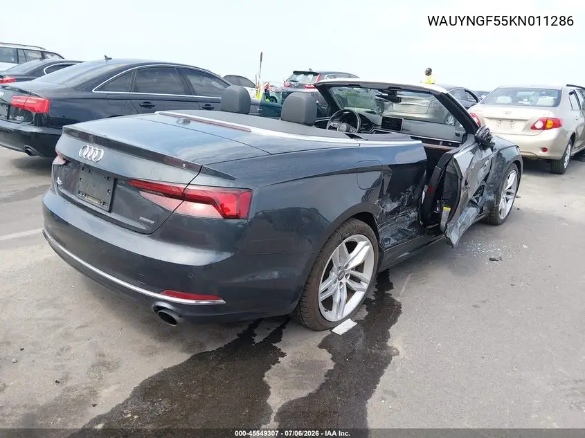 2019 Audi A5 45 Premium VIN: WAUYNGF55KN011286 Lot: 45549307
