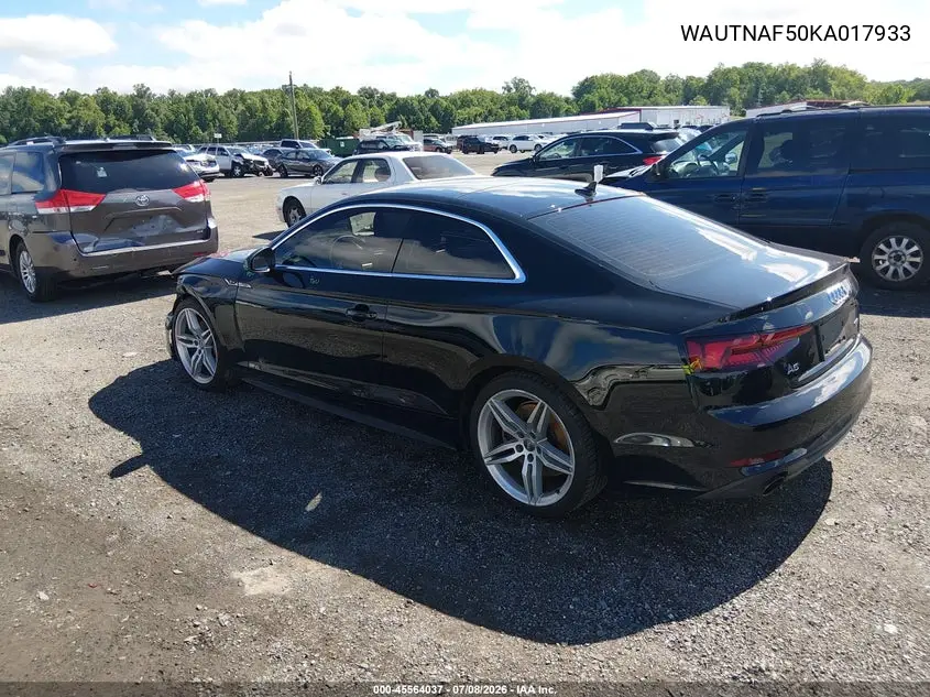 2019 Audi A5 45 Premium VIN: WAUTNAF50KA017933 Lot: 45564037