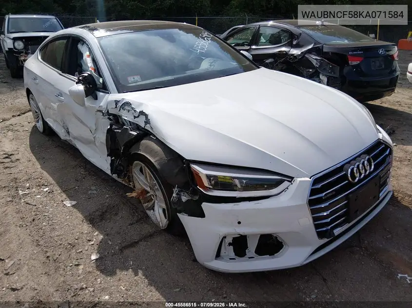 2019 Audi A5 45 Premium VIN: WAUBNCF58KA071584 Lot: 45586515