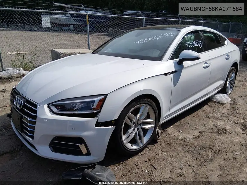 2019 Audi A5 45 Premium VIN: WAUBNCF58KA071584 Lot: 45586515
