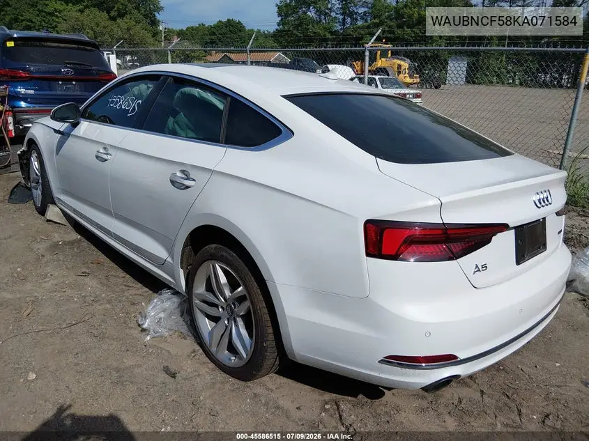 2019 Audi A5 45 Premium VIN: WAUBNCF58KA071584 Lot: 45586515