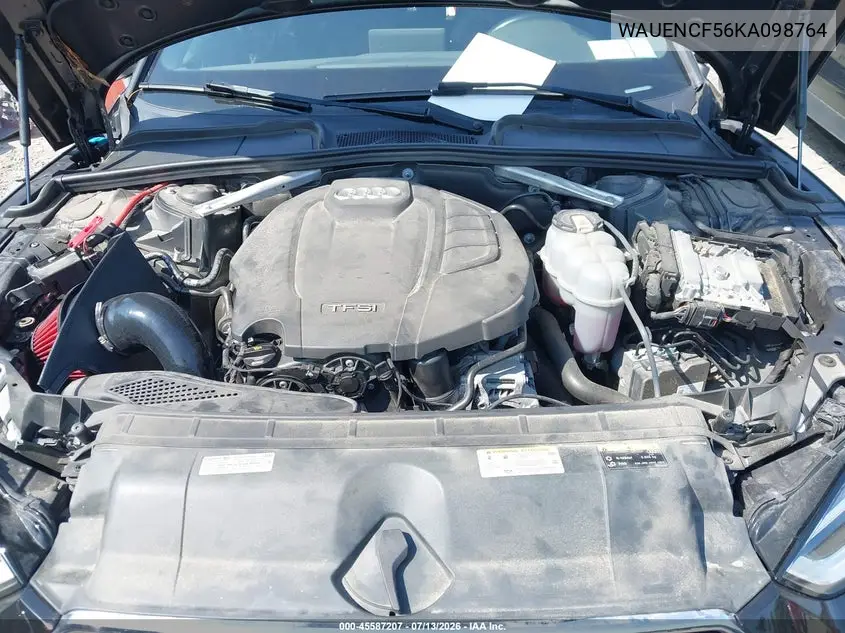 2019 Audi A5 45 Premium VIN: WAUENCF56KA098764 Lot: 45587207