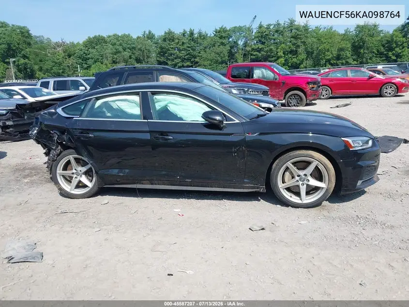 2019 Audi A5 45 Premium VIN: WAUENCF56KA098764 Lot: 45587207