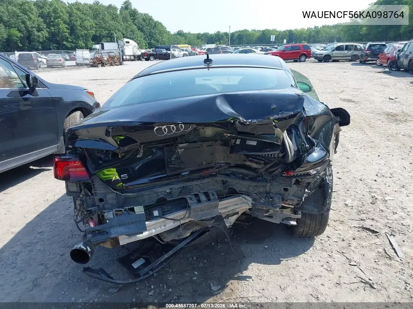 2019 Audi A5 45 Premium VIN: WAUENCF56KA098764 Lot: 45587207
