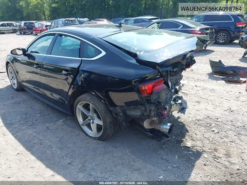 2019 Audi A5 45 Premium VIN: WAUENCF56KA098764 Lot: 45587207