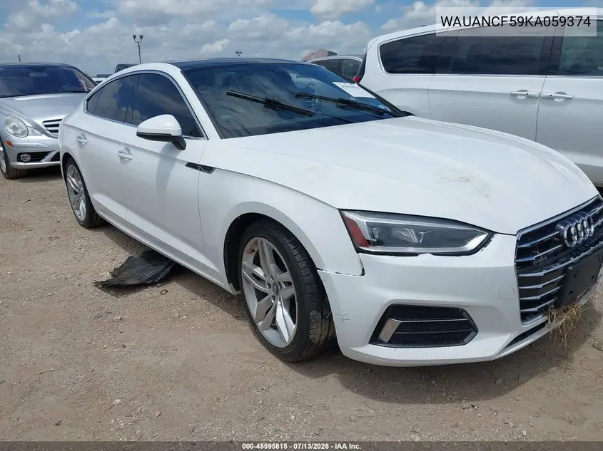 2019 Audi A5 45 Premium VIN: WAUANCF59KA059374 Lot: 45595815