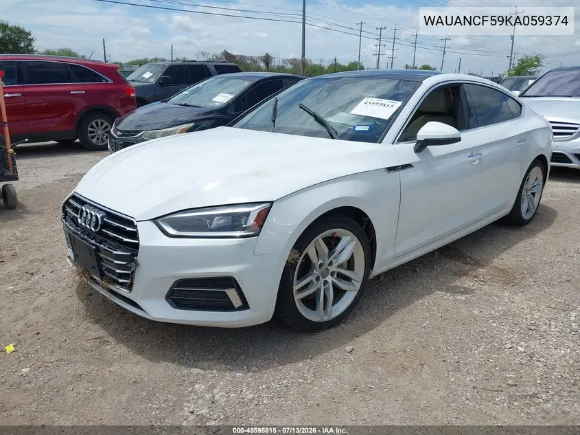 2019 Audi A5 45 Premium VIN: WAUANCF59KA059374 Lot: 45595815