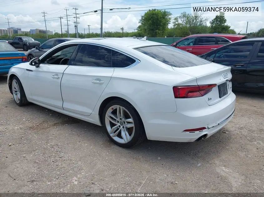 2019 Audi A5 45 Premium VIN: WAUANCF59KA059374 Lot: 45595815