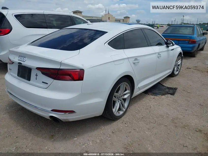 2019 Audi A5 45 Premium VIN: WAUANCF59KA059374 Lot: 45595815