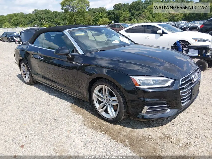 2019 Audi A5 45 Premium VIN: WAUWNGF55KN001252 Lot: 45613838