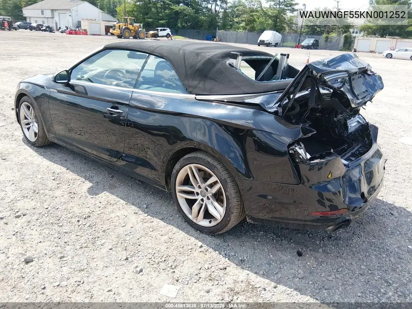2019 Audi A5 45 Premium VIN: WAUWNGF55KN001252 Lot: 45613838