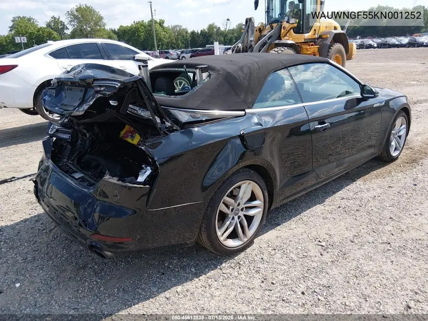 2019 Audi A5 45 Premium VIN: WAUWNGF55KN001252 Lot: 45613838