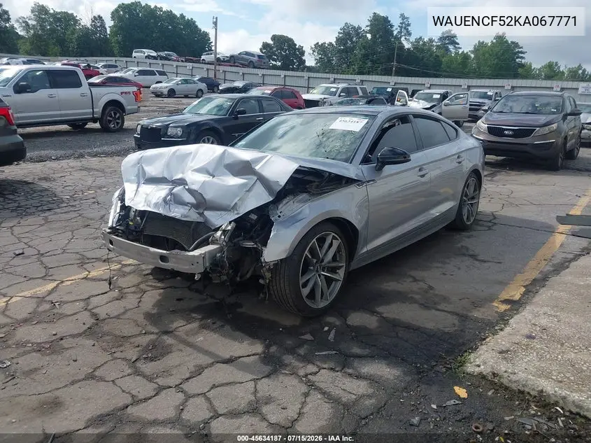 2019 Audi A5 45 Premium VIN: WAUENCF52KA067771 Lot: 45634187