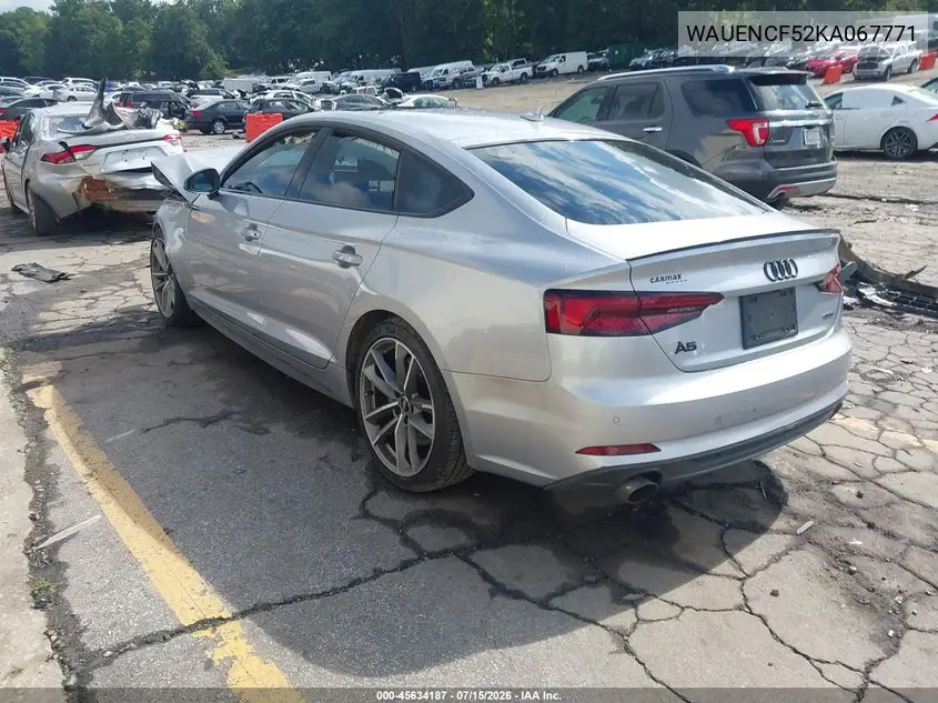 2019 Audi A5 45 Premium VIN: WAUENCF52KA067771 Lot: 45634187