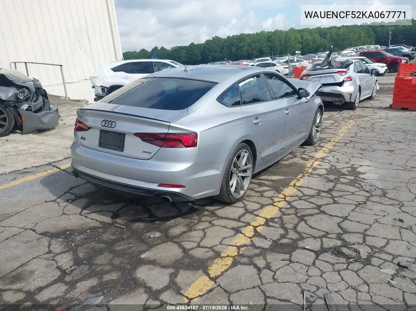 2019 Audi A5 45 Premium VIN: WAUENCF52KA067771 Lot: 45634187