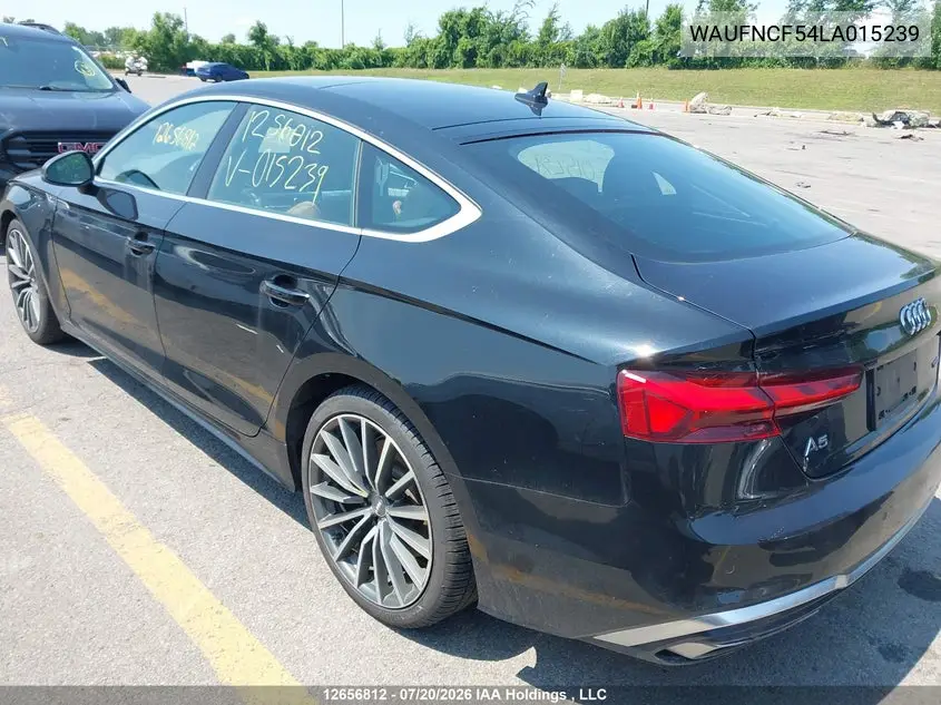 2020 Audi A5 2.0T Progressiv VIN: WAUFNCF54LA015239 Lot: 12656812