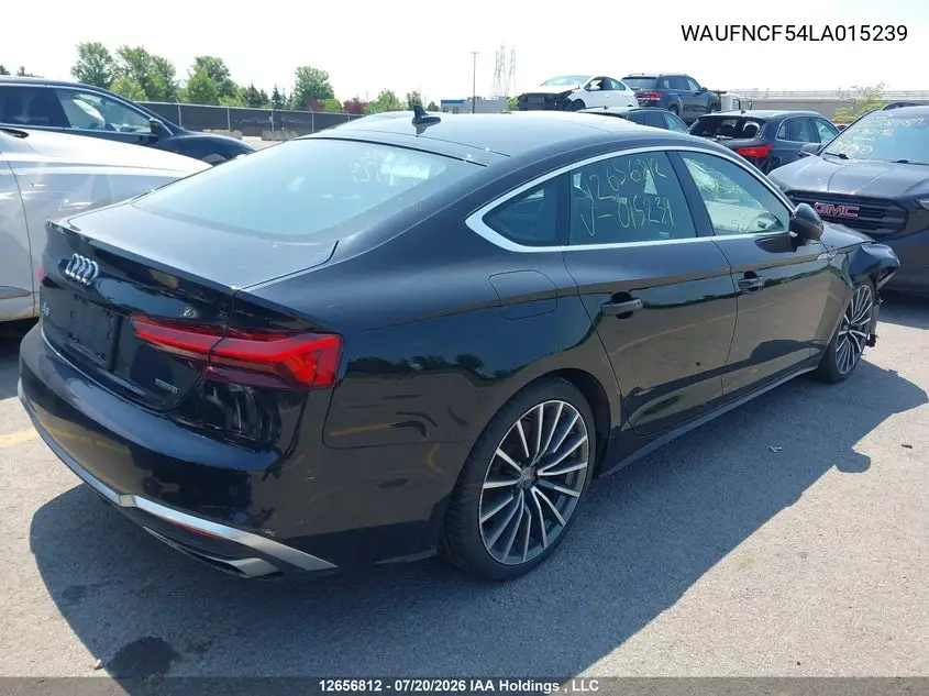 2020 Audi A5 2.0T Progressiv VIN: WAUFNCF54LA015239 Lot: 12656812