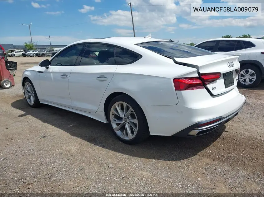 2020 Audi A5 Sportback Premium 45 Tfsi Quattro S Tronic VIN: WAUANCF58LA009079 Lot: 45443556