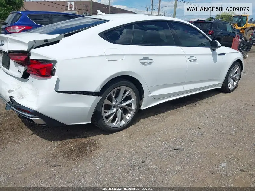 2020 Audi A5 Sportback Premium 45 Tfsi Quattro S Tronic VIN: WAUANCF58LA009079 Lot: 45443556