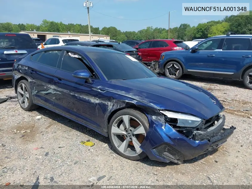 2020 Audi A5 Sportback Premium Plus 45 Tfsi Quattro S Tronic VIN: WAUCNCF51LA001348 Lot: 45563404