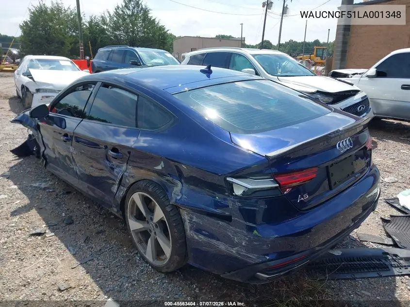 2020 Audi A5 Sportback Premium Plus 45 Tfsi Quattro S Tronic VIN: WAUCNCF51LA001348 Lot: 45563404
