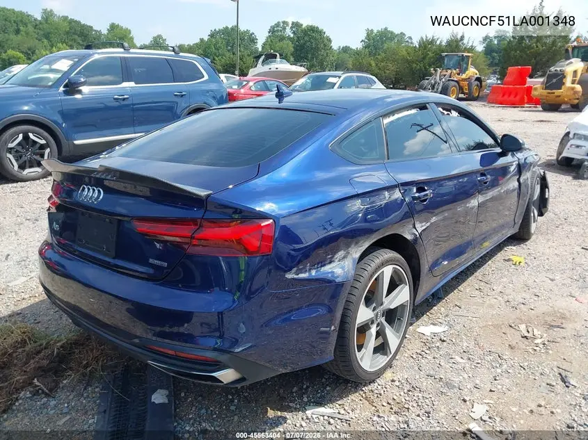 2020 Audi A5 Sportback Premium Plus 45 Tfsi Quattro S Tronic VIN: WAUCNCF51LA001348 Lot: 45563404