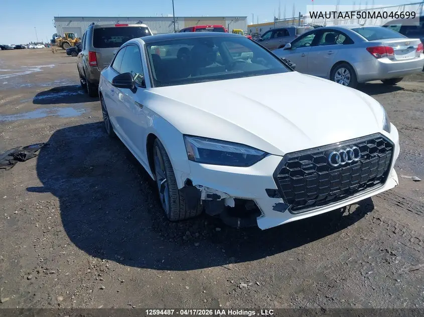 2021 Audi A5 2.0T Progressiv VIN: WAUTAAF50MA046699 Lot: 12594487