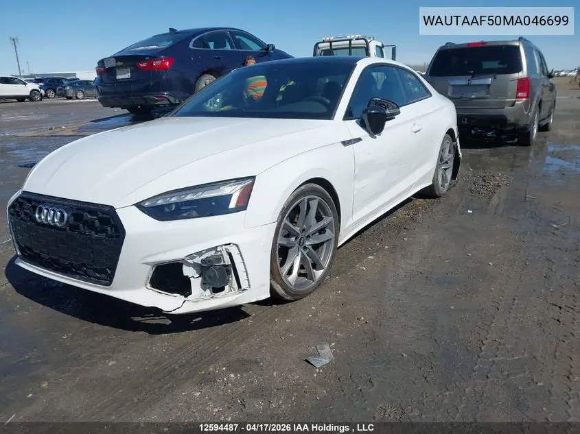 2021 Audi A5 2.0T Progressiv VIN: WAUTAAF50MA046699 Lot: 12594487