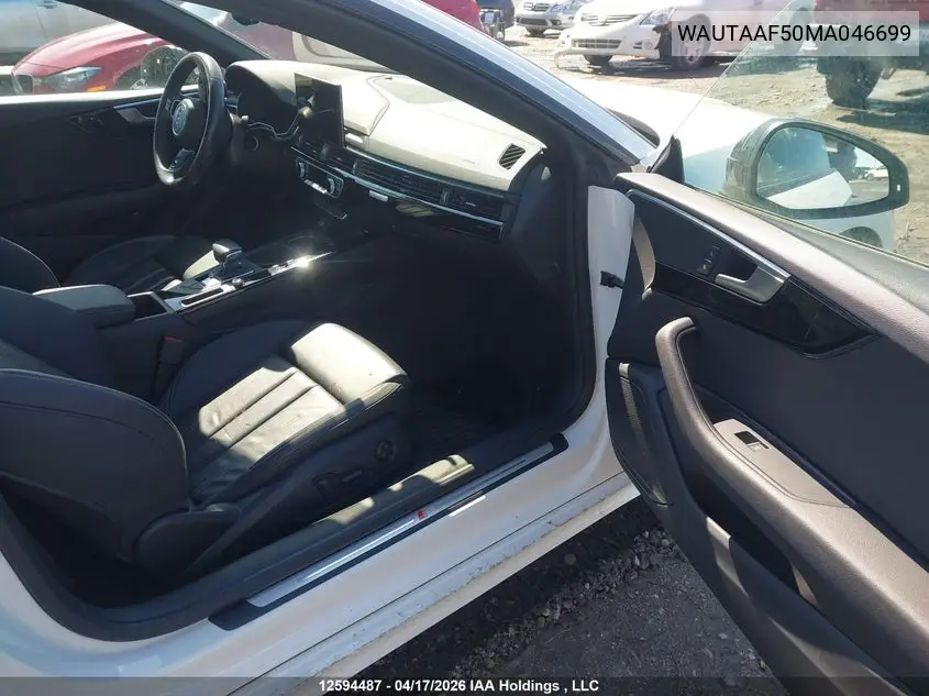 2021 Audi A5 2.0T Progressiv VIN: WAUTAAF50MA046699 Lot: 12594487