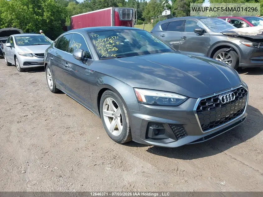 2021 Audi A5 2.0T Progressiv VIN: WAUFACF54MA014296 Lot: 12646371