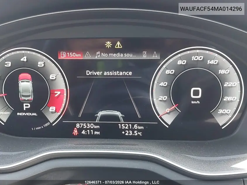 2021 Audi A5 2.0T Progressiv VIN: WAUFACF54MA014296 Lot: 12646371