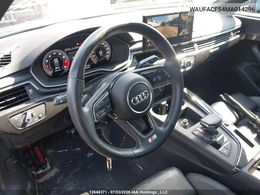 2021 Audi A5 2.0T Progressiv VIN: WAUFACF54MA014296 Lot: 12646371