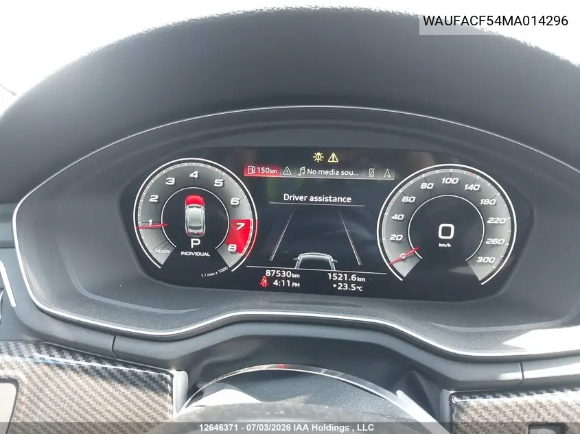 2021 Audi A5 2.0T Progressiv VIN: WAUFACF54MA014296 Lot: 12646371