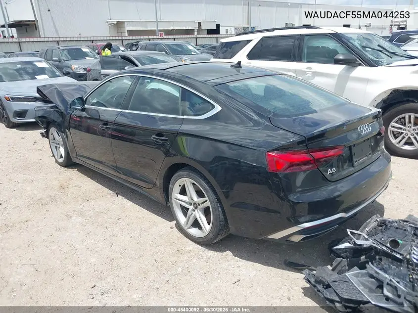 2021 Audi A5 Sportback Premium 45 Tfsi Quattro S Tronic VIN: WAUDACF55MA044253 Lot: 45400092