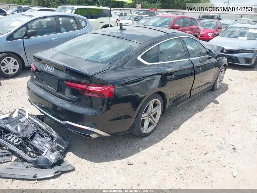2021 Audi A5 Sportback Premium 45 Tfsi Quattro S Tronic VIN: WAUDACF55MA044253 Lot: 45400092