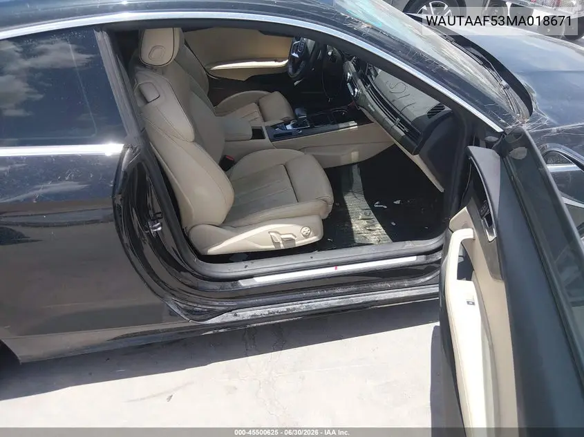 2021 Audi A5 Premium Plus 45 Tfsi Quattro S Tronic VIN: WAUTAAF53MA018671 Lot: 45500625