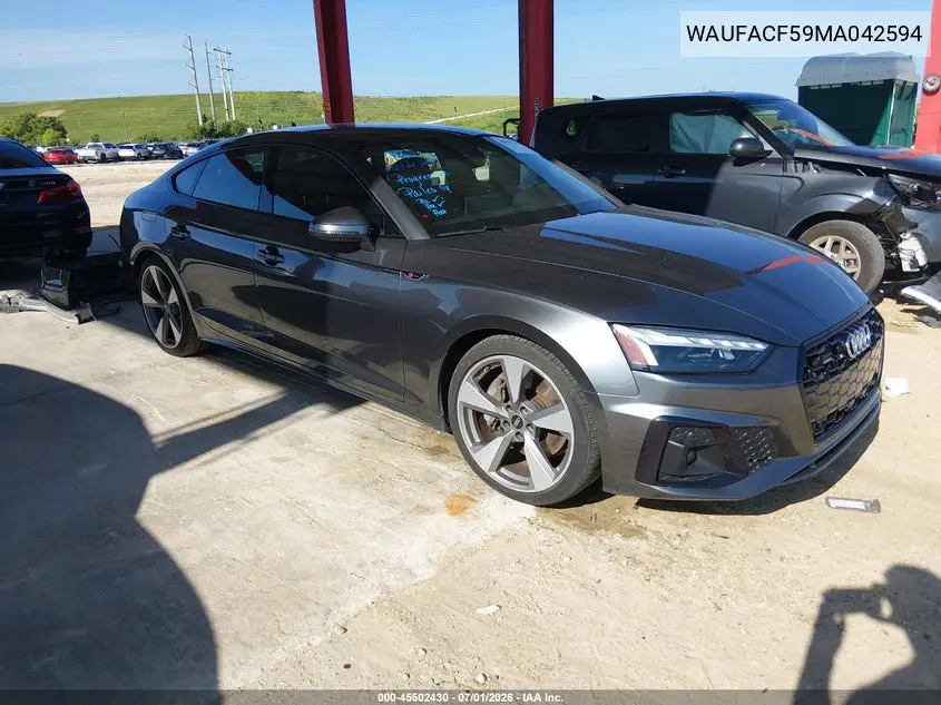 2021 Audi A5 Sportback Premium Plus 45 Tfsi Quattro S Tronic VIN: WAUFACF59MA042594 Lot: 45502430