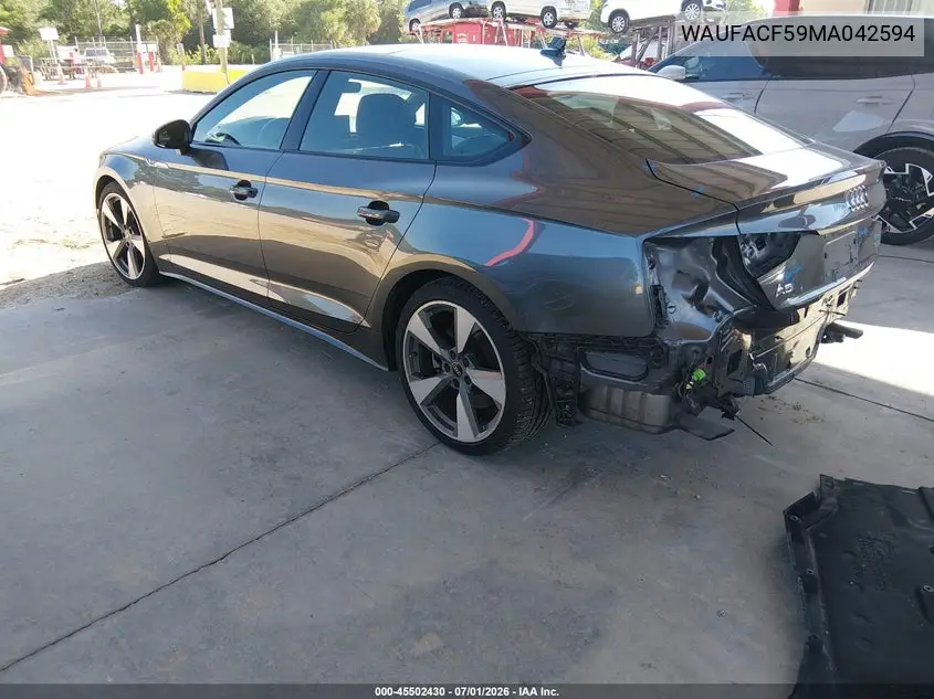 2021 Audi A5 Sportback Premium Plus 45 Tfsi Quattro S Tronic VIN: WAUFACF59MA042594 Lot: 45502430