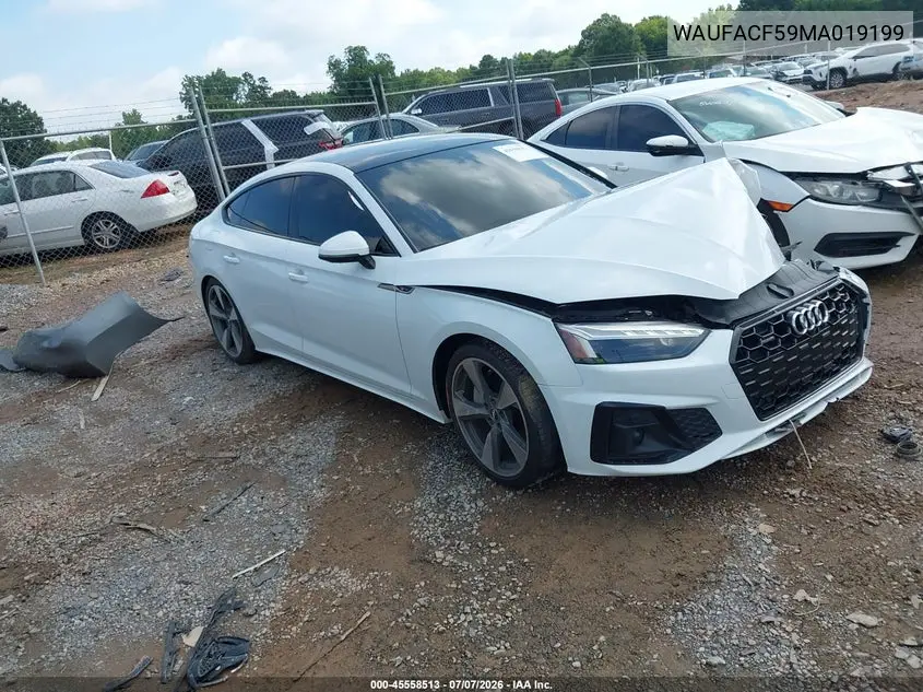 2021 Audi A5 Sportback Premium Plus 45 Tfsi Quattro S Tronic VIN: WAUFACF59MA019199 Lot: 45558513