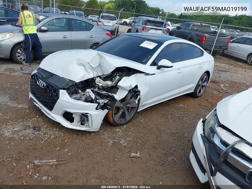 2021 Audi A5 Sportback Premium Plus 45 Tfsi Quattro S Tronic VIN: WAUFACF59MA019199 Lot: 45558513