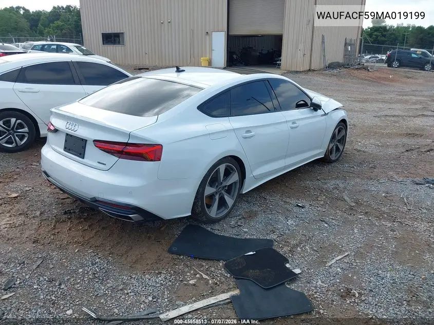 2021 Audi A5 Sportback Premium Plus 45 Tfsi Quattro S Tronic VIN: WAUFACF59MA019199 Lot: 45558513